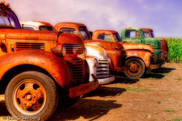 Many Old Trucks