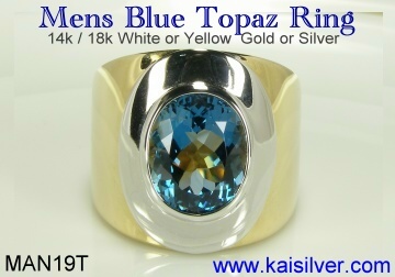 Mens Ring, MAN19T Blue Topaz Mens Ring From Kaisilver