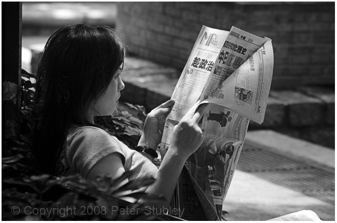 Reading in Hong Kong.