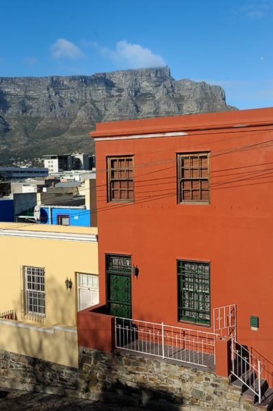 View towards Table mountain from the Bo-Kaap Neighborhood