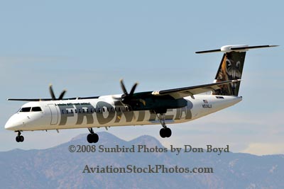 2008 - Frontier Airlines (Lynx Aviation) DHC-8-402Q Dash 8 N506LX landing at Colorado Springs aviation airline stock photo #2687