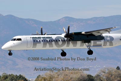 2008 - Frontier Airlines (Lynx Aviation) DHC-8-402Q Dash 8 N506LX landing at Colorado Springs aviation airline stock photo #2689