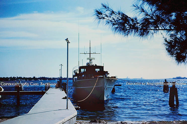 1963 - President Kennedys presidential yacht HONEY FITZ moored at the new concrete docks at USCG Station Lake Worth Inlet