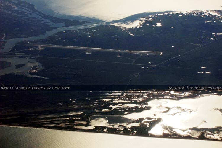 2011 - the 10,000 foot Cape Canaveral Air Force Station Skid Strip and Cape Canaveral aviation aerial landscape stock photo 6132