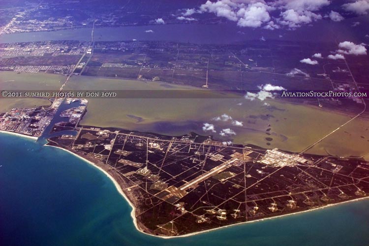 2011 - Port Canaveral and Cape Canaveral aviation aerial landscape stock photo #9290