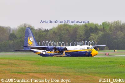 USMC Blue Angels Fat Albert C-130T #164763 at the Great Tennessee Air Show practice show at Smyrna aviation stock photo #1511