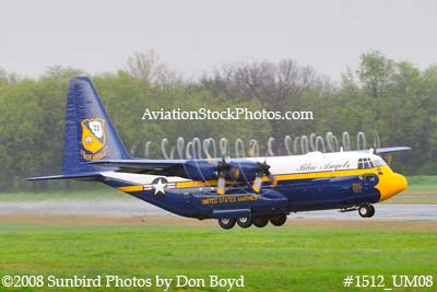 USMC Blue Angels Fat Albert C-130T #164763 at the Great Tennessee Air Show practice show at Smyrna aviation stock photo #1512