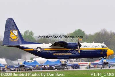 USMC Blue Angels Fat Albert C-130T #164763 at the Great Tennessee Air Show practice show at Smyrna aviation stock photo #1516