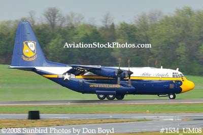 USMC Blue Angels Fat Albert C-130T #164763 at the Great Tennessee Air Show practice show at Smyrna aviation stock photo #1534