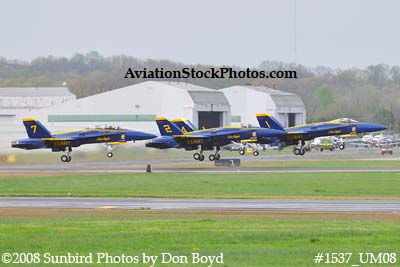 The Blue Angels taking off at the 2008 Great Tennessee Air Show practice show at Smyrna aviation stock photo #1537