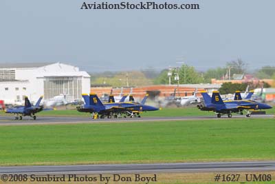 The Blue Angels after landing at the 2008 Great Tennessee Air Show practice show at Smyrna aviation stock photo #1627