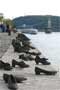 Shoes were placed along the riverwalk where 200 Jews were pushed into the water