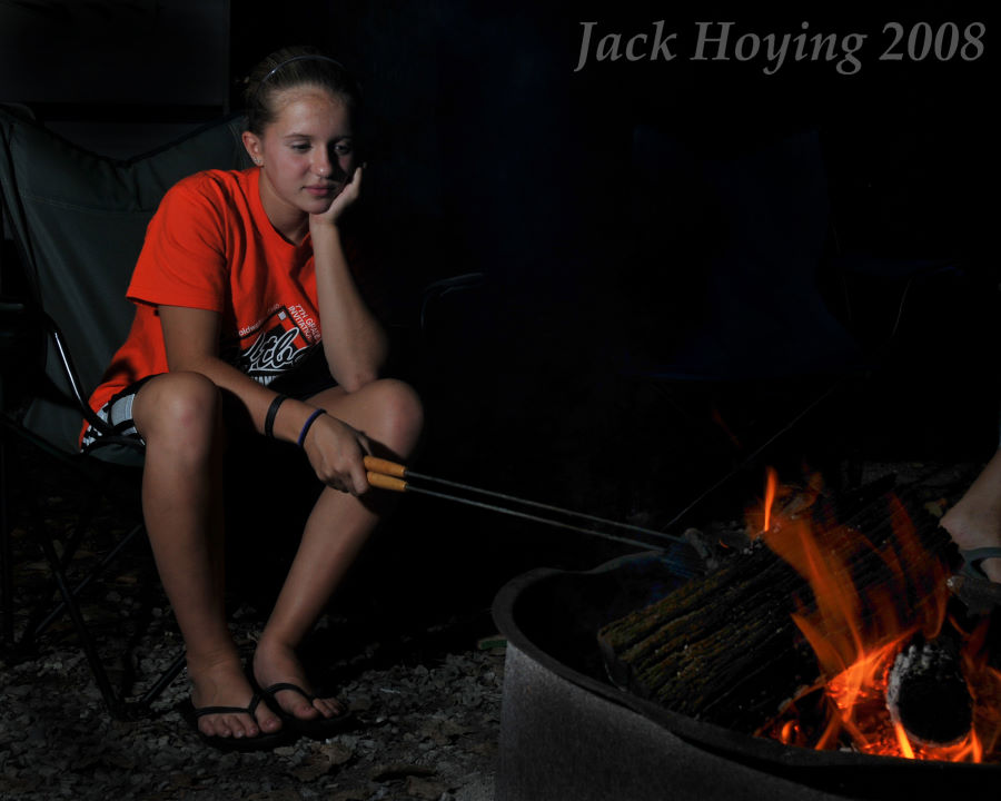 Allison makes a late night snack at Lake Loramie