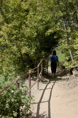 Susan on the trail to Hanging Lake