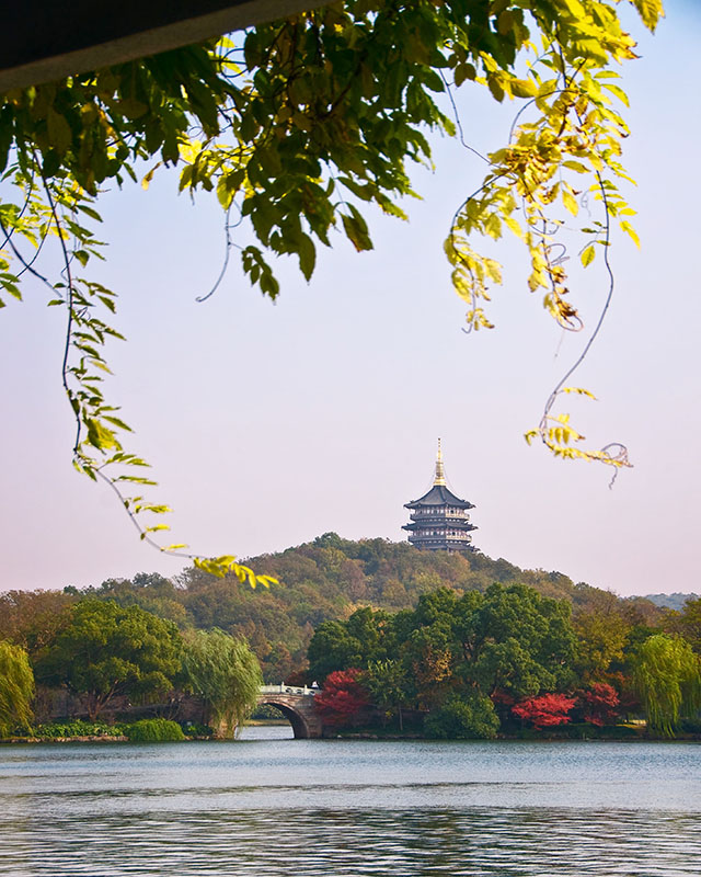 Distant view of Leifeng Pagoda