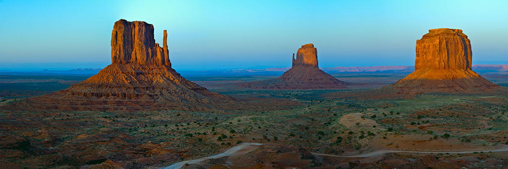 The Mittens and Merrick Butte at sunset