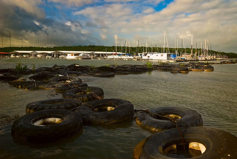 Tiles protecting the marina