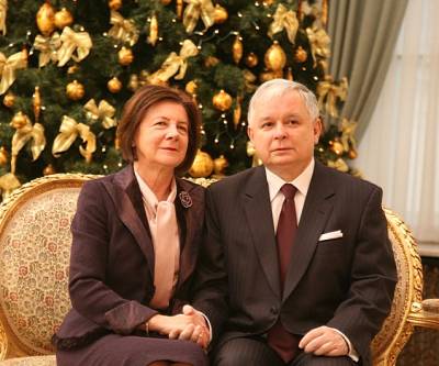 Lech Kaczyński and his wife