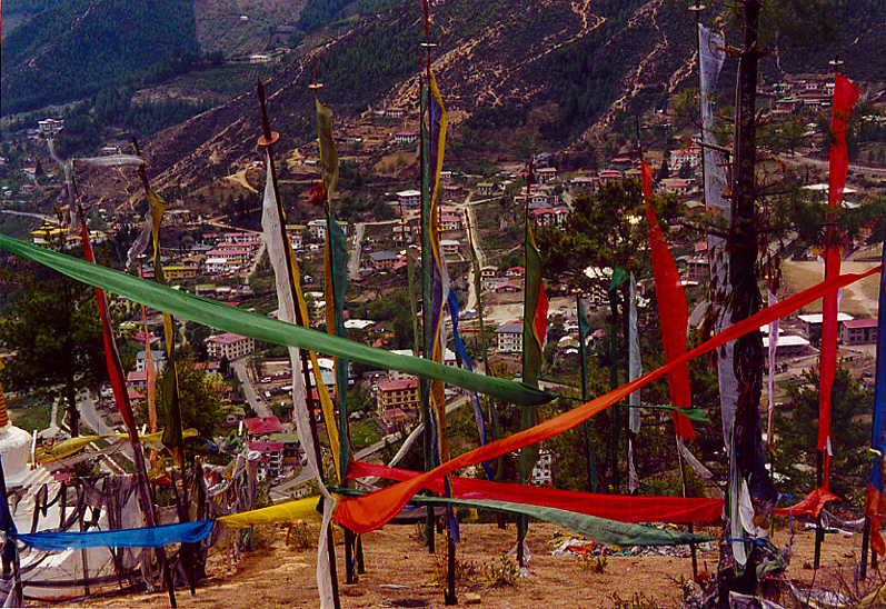 Upright flags in Bhutan