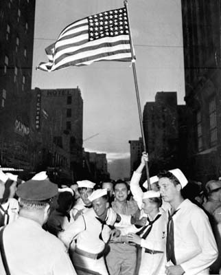 1945 - Navy sailors celebrating in downtown Miami