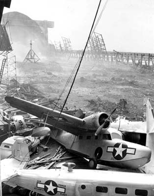 1945 - destruction of aircraft and hangars at Richmond Naval Air Station in southwest Dade County