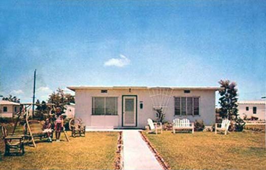 1950s - a solid concrete Atom bomb proof flat roof Hialeah home typical of the homes in the Suntan Village section