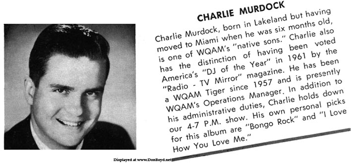 Mid 1960s - WQAM disc jockey Charlie Murdock on the back of WQAMs Oldies but Goodies record album