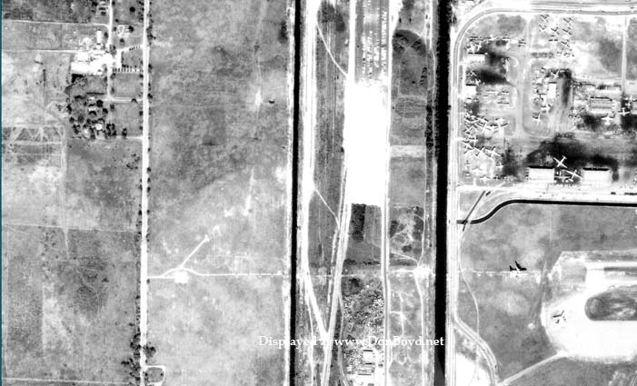 1963 - aerial view of Dressels Dairy (Milam Dairy until 1941) on Milam Dairy Road and northwest corner of MIA