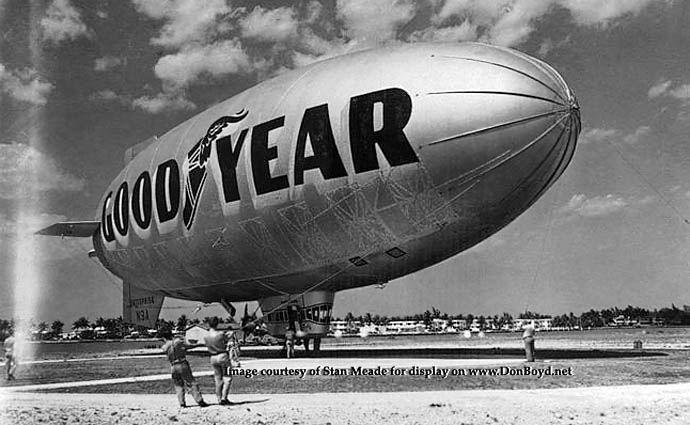 Early 1950s - the Goodyear Blimp L-Ship Enterprise N3A on the northeast side of Watson Island