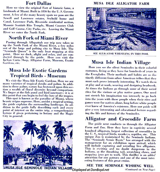 1935 - Everglades Jungle Cruise Brochure inside page
