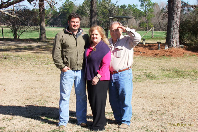 February 2011 - Aaron, Ouida and Breman Griner in the backyard of their home, Alapaha, Georgia