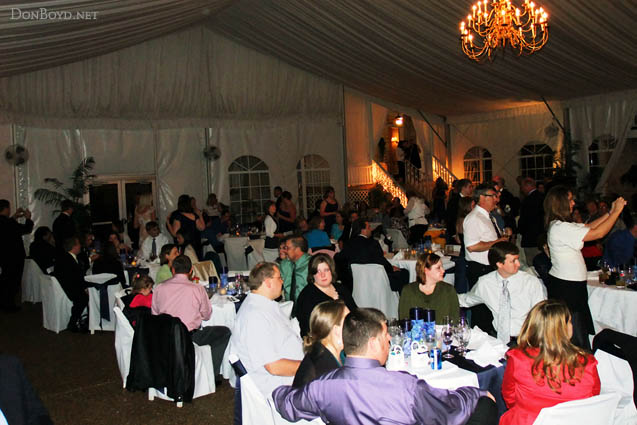 Wedding guests during Matt and Crystals first dance at their wedding reception