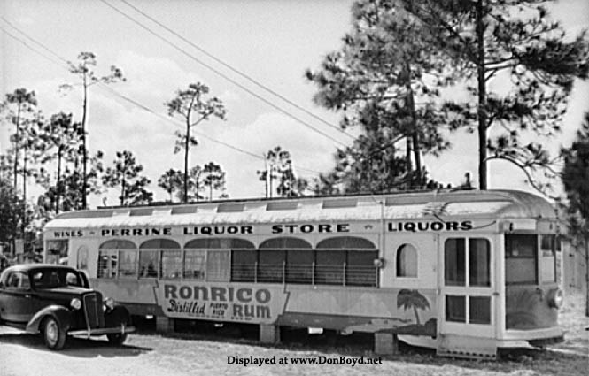 1939 - the Perrine Liquor Store, operating out of an old trolley car