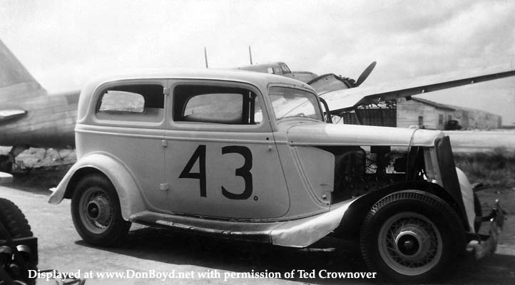 1950 - Ted Crownovers dads 1934 Ford stock car with Douglas B-18 Bolo bomber at Miami International Airport