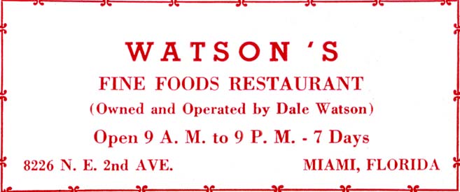1952 - Watsons Fine Foods Restaurant