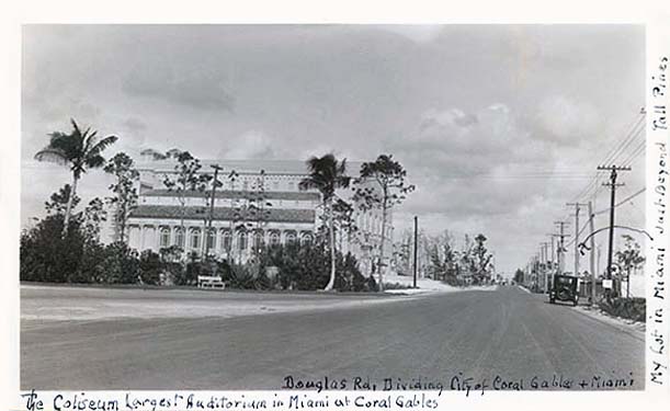 1930s - The Coliseum in Coral Gables when Douglas Road had trees next to it