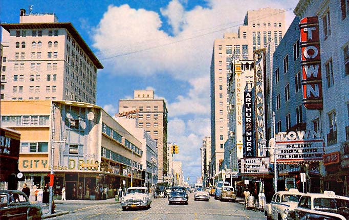1954 - the Paramount and Town theatres on Flagler Street