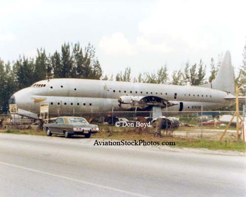 1970s - ex-USN Lockheed XR6O-1 (R6V-1) Constitution N7673C on NW 135th Street, Opa-locka