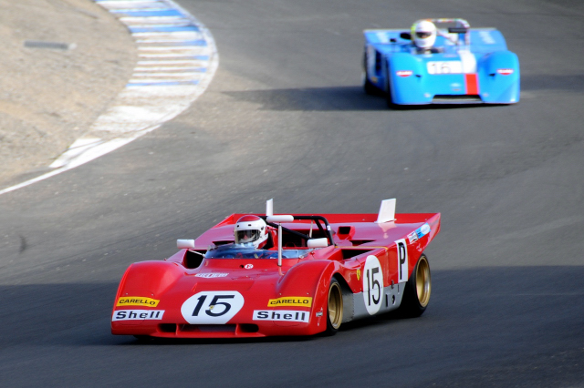 1971 Ferrari 312P driven by Ernie Prisbe and 1971 Chevron B19 driven by eventual winner Randall Smith