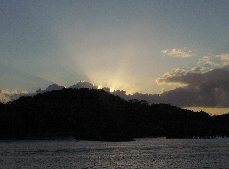 Sunset Entering the Panama Canal (1661X)