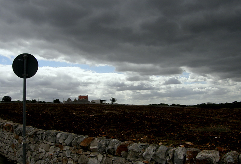 Road sign and landscape