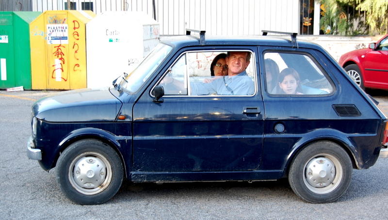 Italian family in Italian car