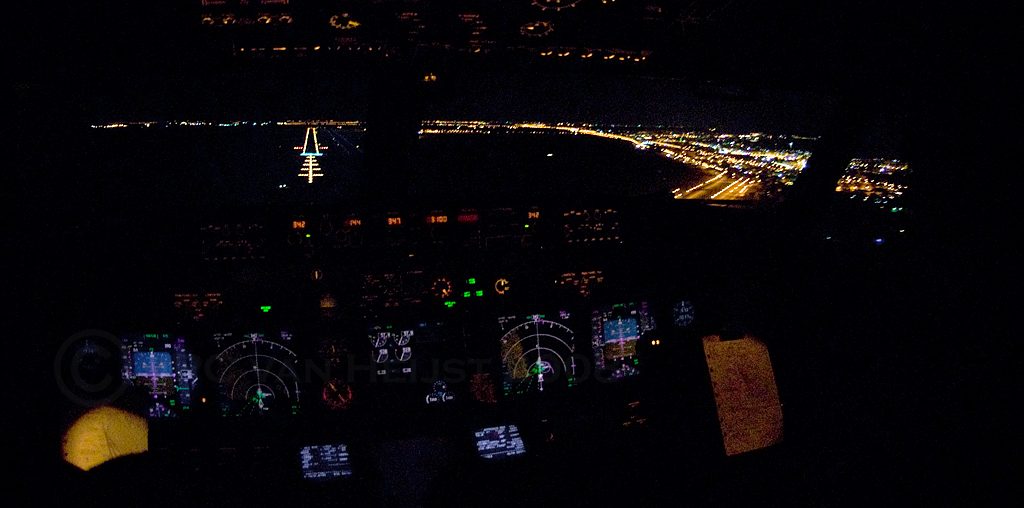 Night landing at Luxor, Egypt