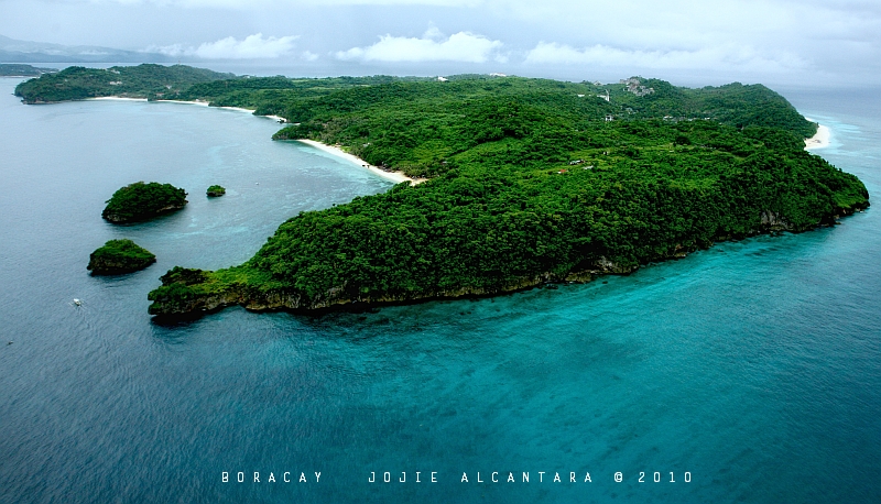 Boracay from above is unusually shaped like a dog bone