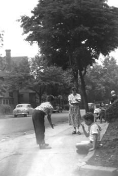 After dinner scene in front of 410 Westminster Road, where Richard was raised (circa 1950)