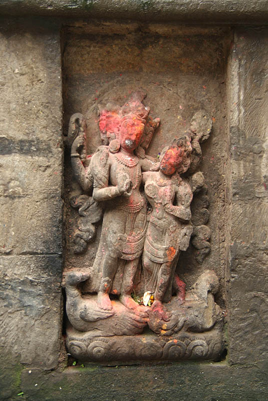 Annointed Carving of Hindu Deities