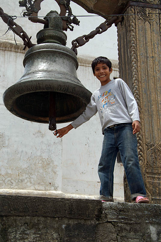 Boy Ringing Bell at Kalamochan Mandir