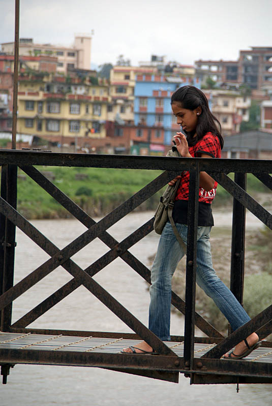 Crossing the Bridge over Bagmati River