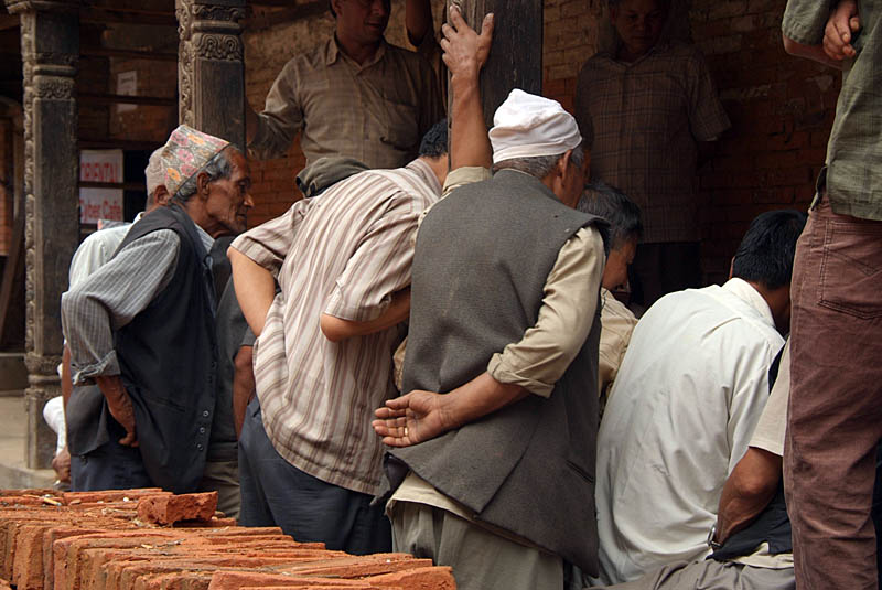 Men Watching Card Game Bhaktapur