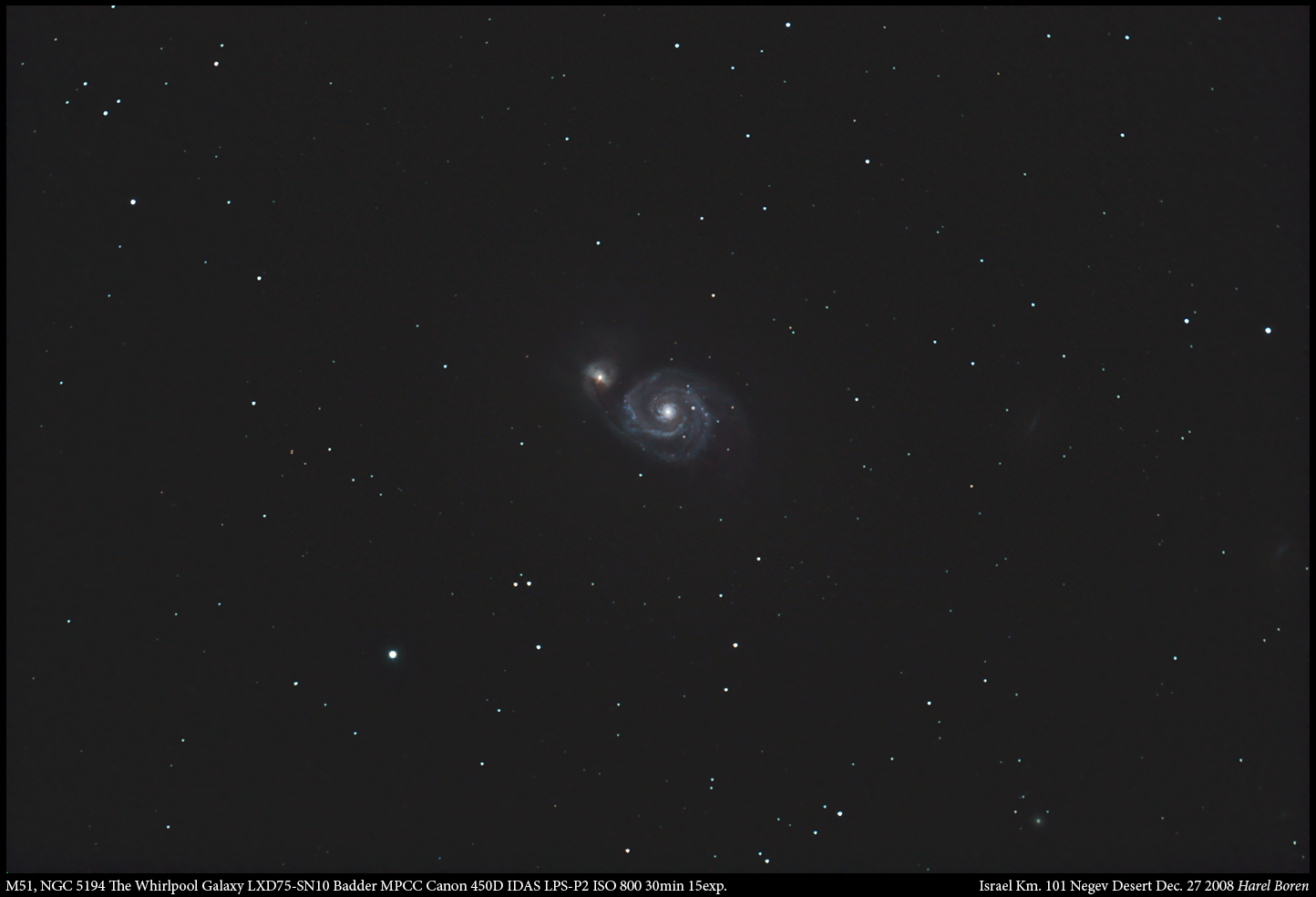 M51 NGC 5194 The Whirlpool Galaxy - from Km. 101, Eastern Negev Desert